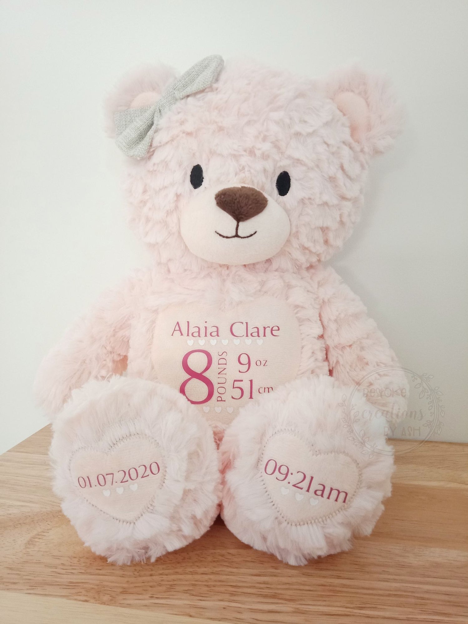 Personalised Birth Stat Bear Keepsake